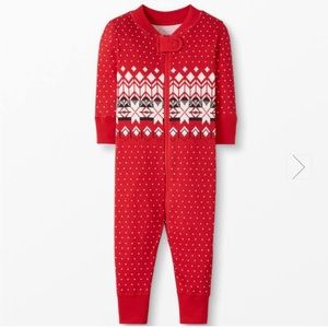 Hanna Andersson fairisle holiday zipper pajamas size 18-24 months